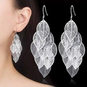 925 Sterling Silver Filigree Leef Dangle E…